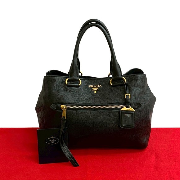 PRADA Black Leather Tote Bag - Picture 1 of 10